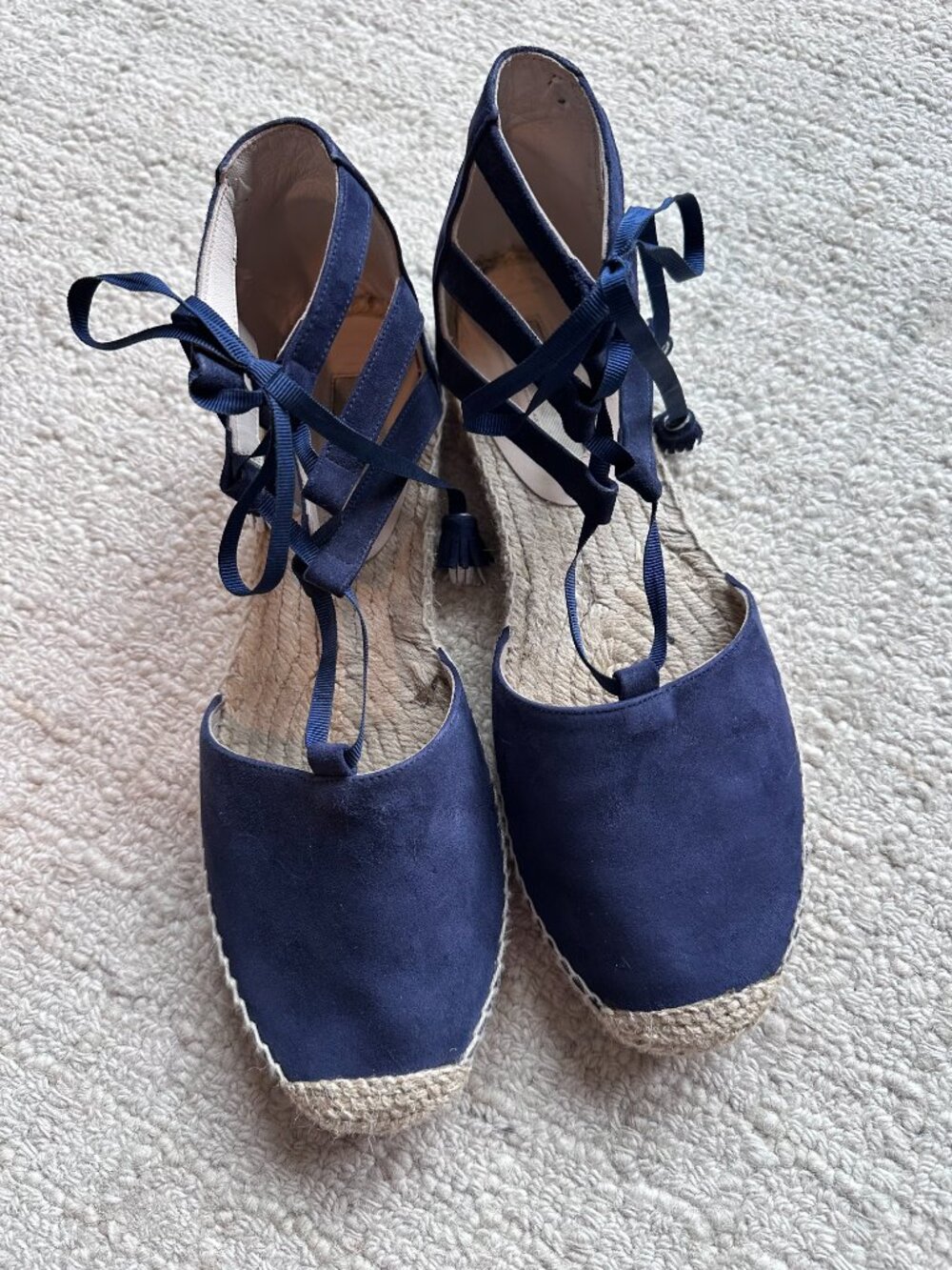 Size 41 Boden Women's Navy Blue Suede Ankle Tie Espadrilles